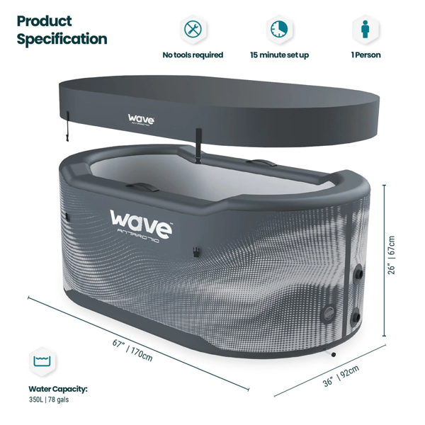 Wave The Antarctic Drop Stitch Portable Ice Bath - 78 Litre
