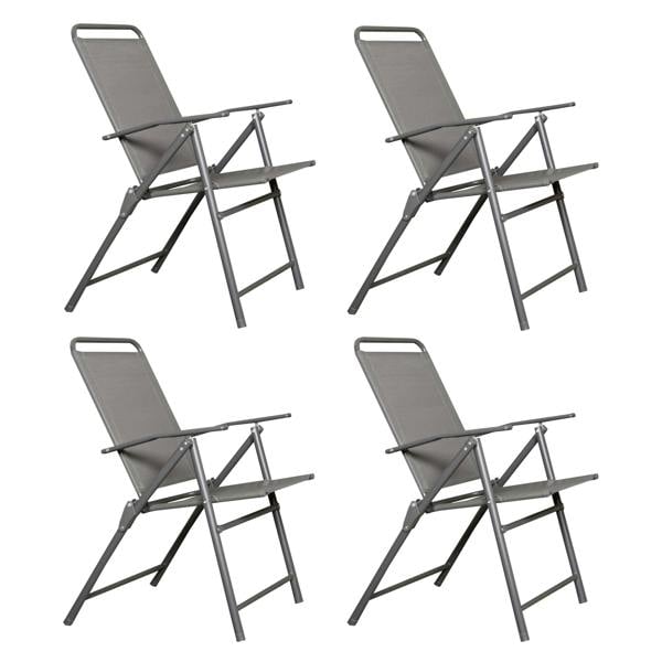 Samuel Alexander Set of 4 Outdoor Multi-Position Textoline Garden Chairs in Grey