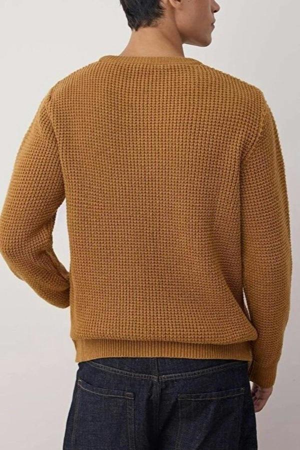 WOVCOR Crew Neck Textured Basic Knit Men's Sweater