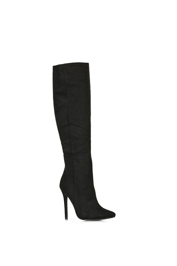 XY LONDON Pointed Toe Zip Up Knee High Stiletto Heel Long Boots