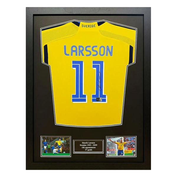 Unbranded Framed Henrik Larsson Signed Sweden Shirt