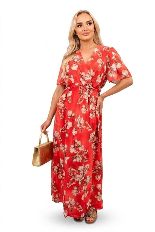 Ophelia Floral Wrap Maxi Dress - Red_wb