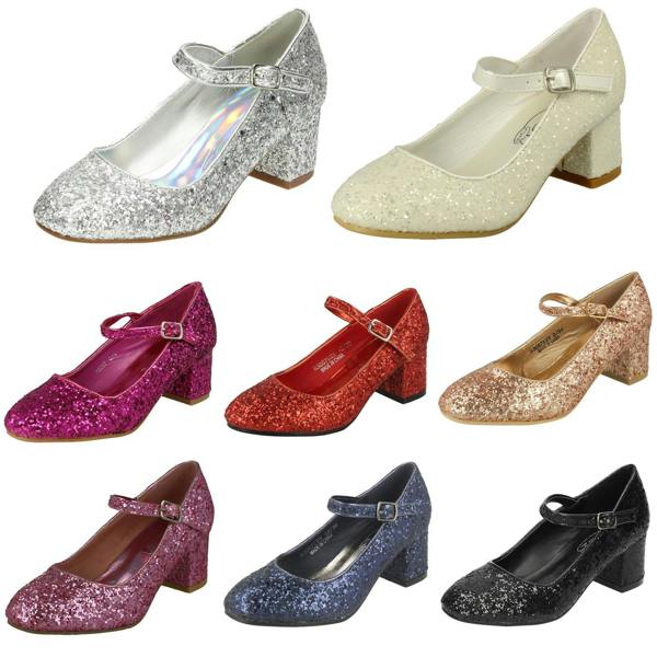 Spot On Girls Spot On Heeled Sparkly Dolly Shoes H3057