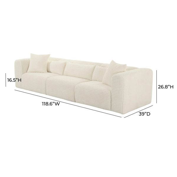 Furniture Edit Tarra Fluffy Oversized Cream Corduroy Modular Sofa