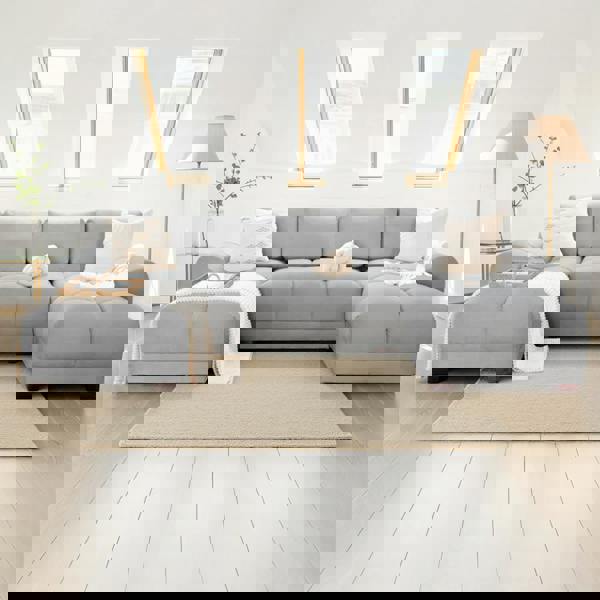 Furnishings For Less Zura Plush Velvet Large U Shaped 4 - 5 Seater Sofa  | Cream, Grey or Mocha