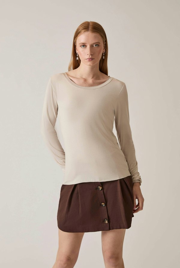 James Lakeland Long Sleeve Beige Top