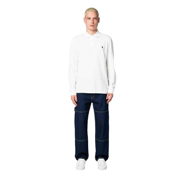 Ralph Lauren Mens Cotton Slim Long-Sleeved Polo Shirt - White - 