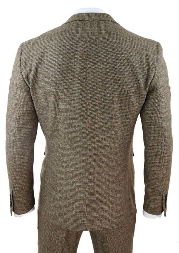 Paul Andrew Mens 3 Piece Brown Tweed Check Vintage Retro Suit