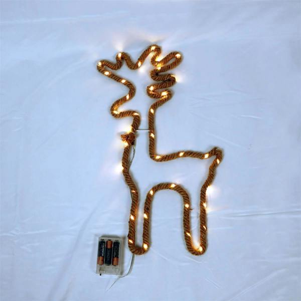 5cm Standing Reindeer Silhouette LED Hemp Rope Lights, Warm White Battery Operated Decorative Accent image 5