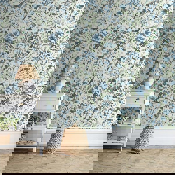 Catherine Lansfield Countryside Floral Wallpaper Blue