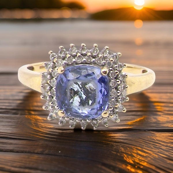 Vintage Tom A Tanzanite and Diamond Cluster Ring