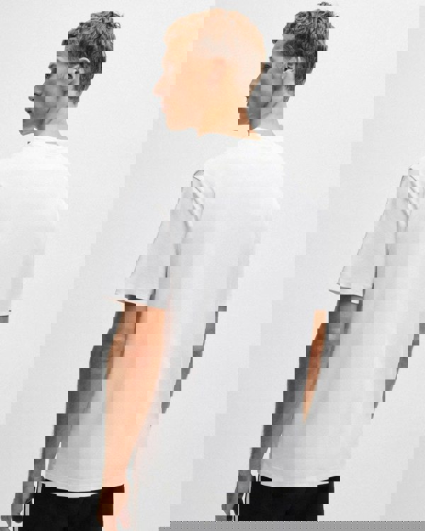 BOSS Green Tee Mens Interlock-Cotton T-Shirt with Circle Artwork - White 100