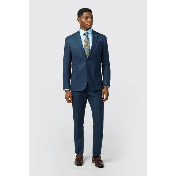 Antique Rogue Slim Fit Navy Texture Stretch Jacket