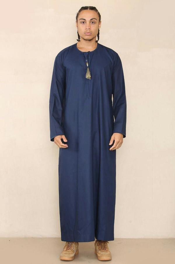 Infinity Leather Mens Thobe Jubba Saudi Islamic Arab Eid Emirati Kaftan Jubbah Tassel Robe