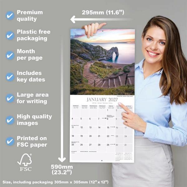 England Calendar 2027, Wall Calendars, Month To View, Travel, Gift