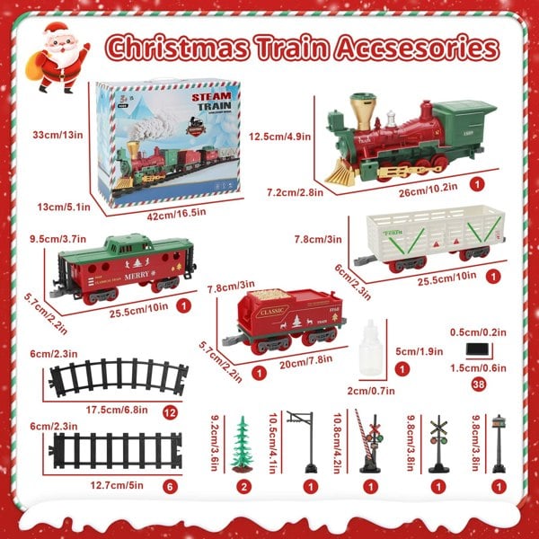 deAO Toys Electric Steam Train Set with Real Smoke, Lights an