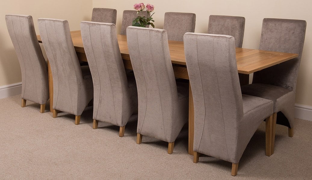 That's Furniture Richmond Large Oak Extending Dining Table with Lola Fabric Chairs