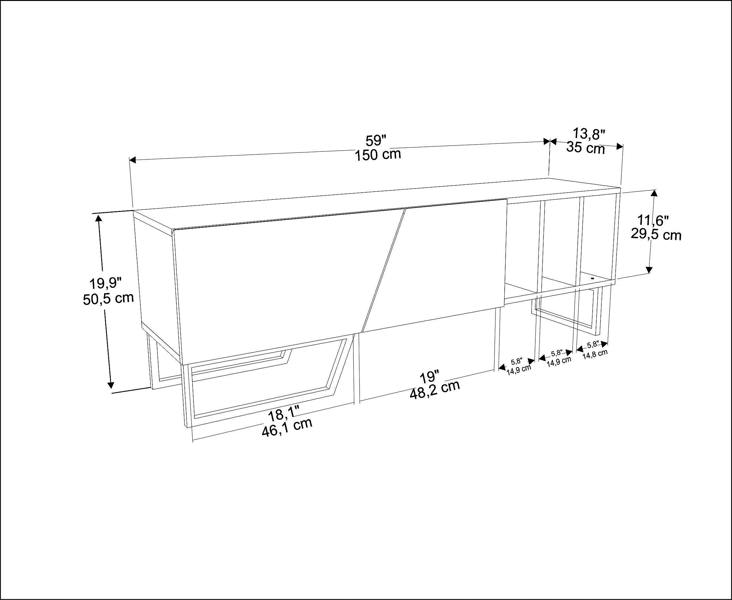 Decorotika Linossa Modern Tv Stand TV Cabinet for TV's up to 60"
