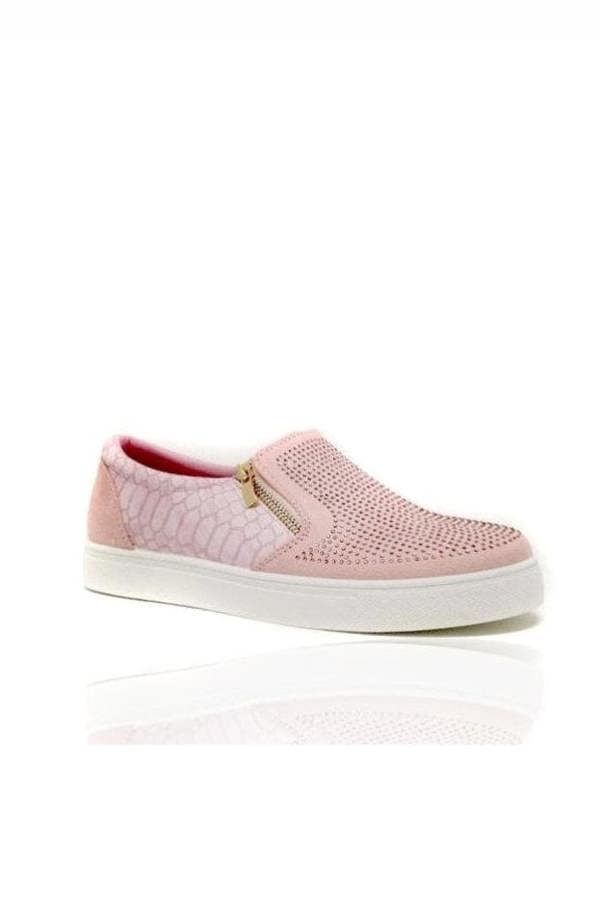 Love Lemonade Crystal Suede Zip Pumps Pink Trainers