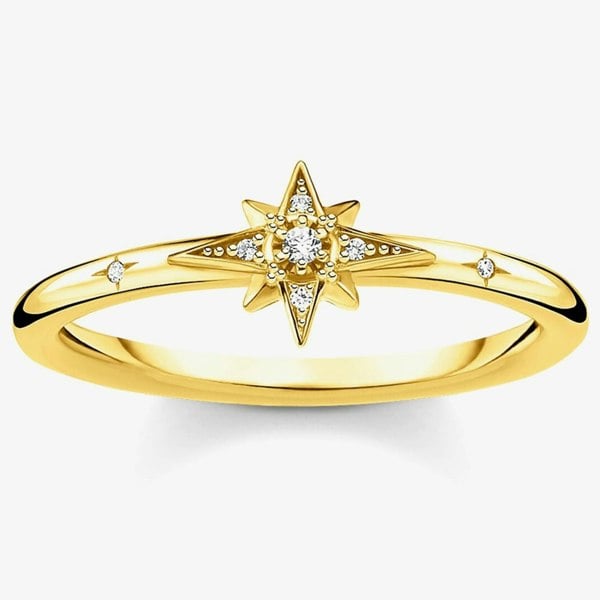 THOMAS SABO Gold Plated Cubic Zirconia Pave Star Ring TR2317-414-14