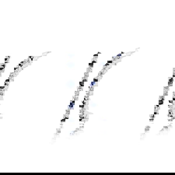 Classic Round Sapphire & Diamond Half Hoop Earrings & Half Eternity Ring Set in 9ct White Gold - Gemondo