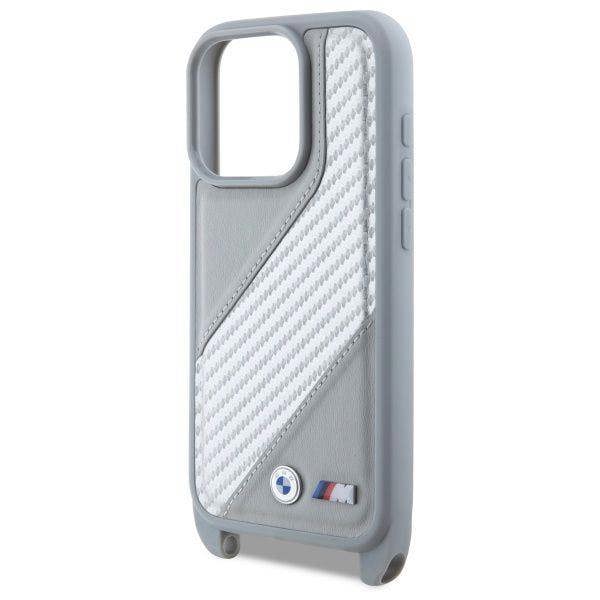BMW M Series Carbon Stripe & Strap Case for iPhone 16 Pro Max 6.9" Grey - BMHCP16X23PSCCG