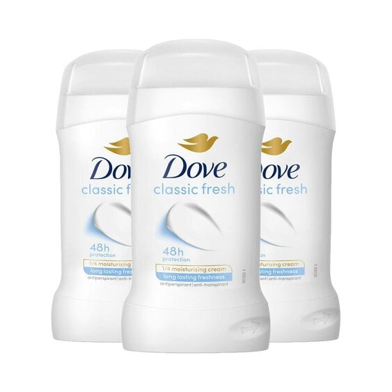 Dove Classic Fresh Anti-Perspirant Deo Stick 50ml 3 Pack, 48H Sweat Protection