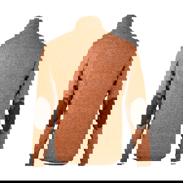 Jayden Button Neck Elbow Patch Jumper - Burnt Orange