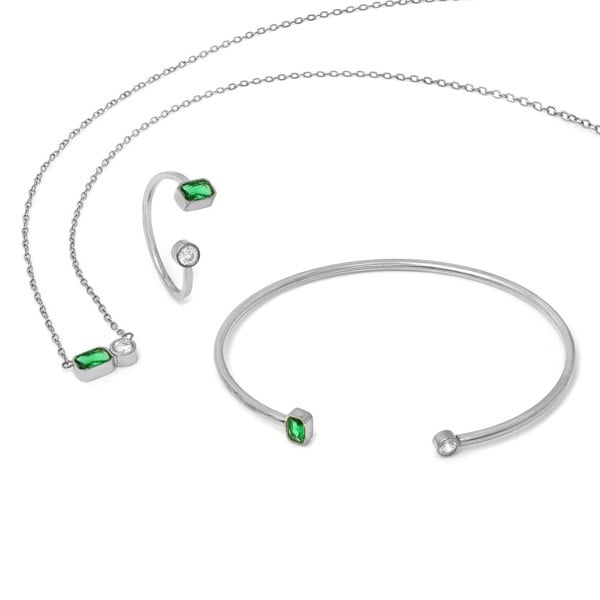 Say It With May Emerald Birthstone Gift Set - Silver