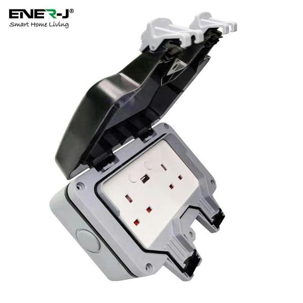 ENER-J IP65 outdoor waterproof single socket with protective weatherproof cover