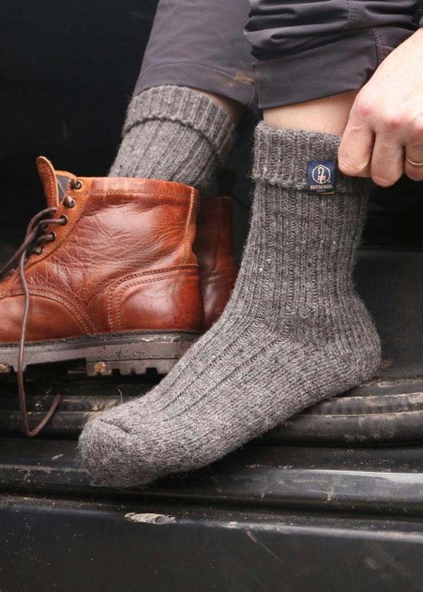 Jemsox British Wool Boot Socks – Mid Grey Natural | 100% British Wool Luxury Boot Socks