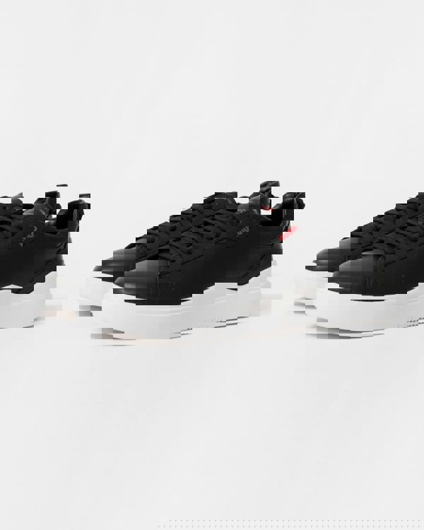 HUGO Blake Tenn Mens Leather Trainers with Branded Quarter - Black 001