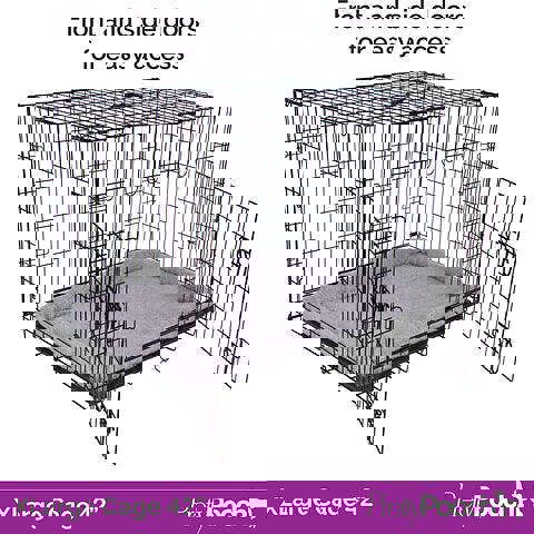 ProKleen Pretty Pooch Dog Crate XL Cage Puppy Cat Pet Training Tray Double Door and Bed With Two Cloths