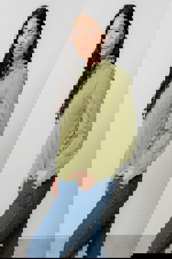 Lily & Me Emily Organic Cotton Check Keyhole Blouse Moss