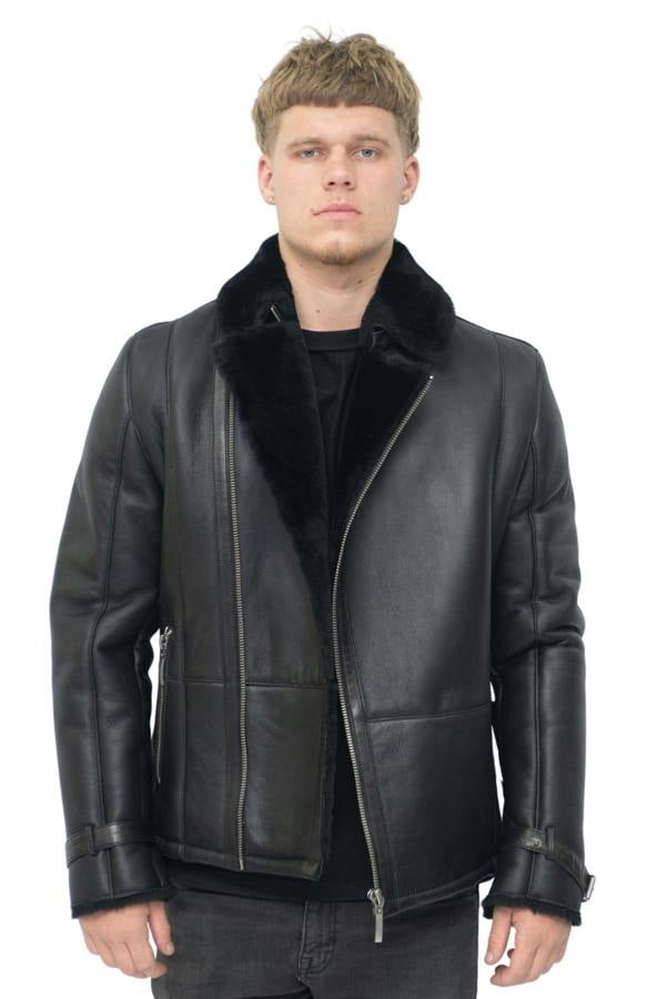 Infinity Leather Mens Double Breasted Sheepskin Leather Biker Jacket-Heathfield