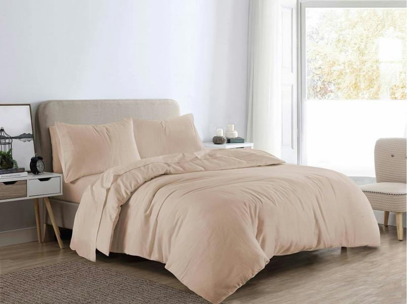Plain Dye Flannelette Latte Duvet Cover Set