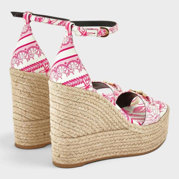 Versace Medusa Platform Espadrilles Pink White Gold