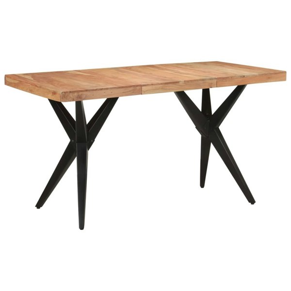 Berkfield Dining Table Black 140x70x76 cm Solid Wood Acacia