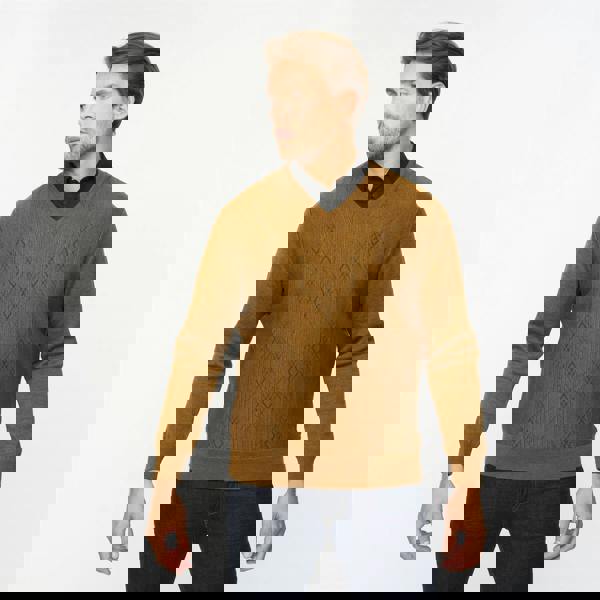 Gabicci G55M07 Fancy Vee Neck Sweater Gabicci Classic NUTMEG