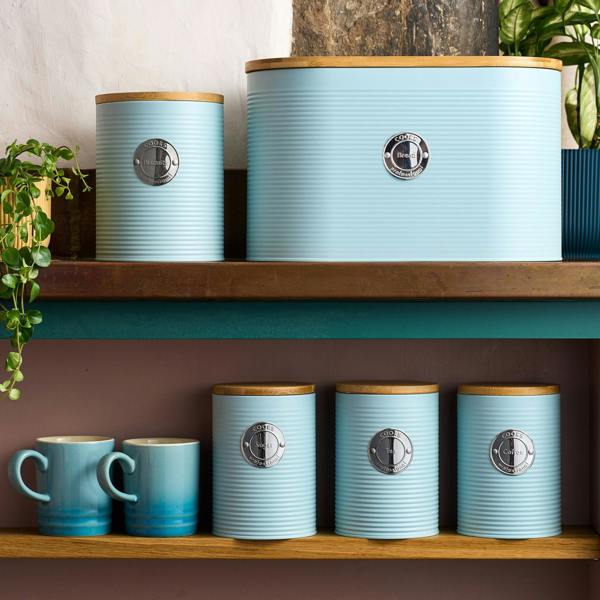 Cooks Professional 5 Piece Kitchen Storage Set with Bamboo Lids | Blue / Silver