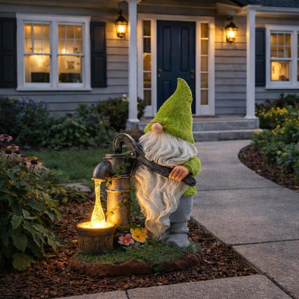 Gardenwize Solar Garden Ornament – Gonk Statue with LED Light