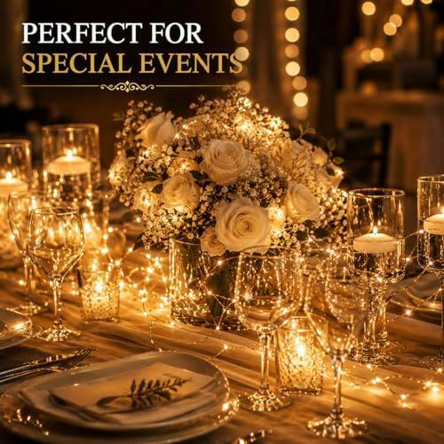 4m Warm White LED Battery Operated String Lights with Gold Copper Wire, 40 Mini LEDs, 2 Pack image 7