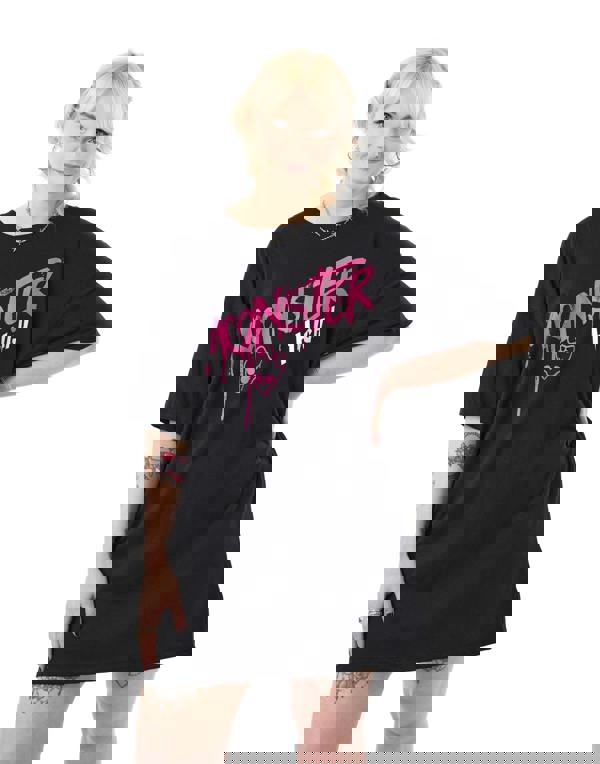 Monster High Womens Black Spray Paint Short Sleeved T-Shirt Dress