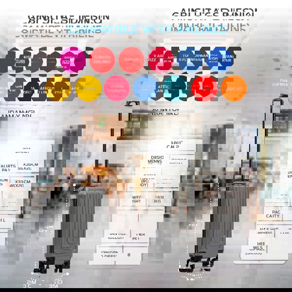 Flight Knight 55x35x20cm Cabin Carry Bag Hard Shell Suitcase 100+ Airline Approved