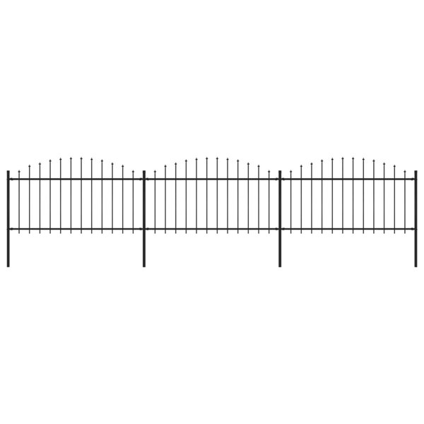 Berkfield Garden Fence with Spear Top Steel (1.25-1.5)x5.1 m Black