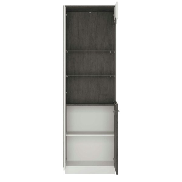 Wyld Haus Nantes Grey and White Tall Glazed Display Cabinet Right Hand with LED Lighting