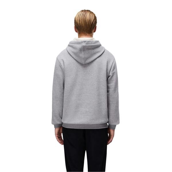Napapijri Mens Logo Cotton Hoodie - Grey Marl - 