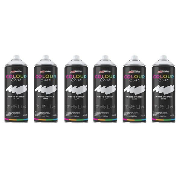 Colour Coat 6X White Primer Matt Spray Paint 400ml