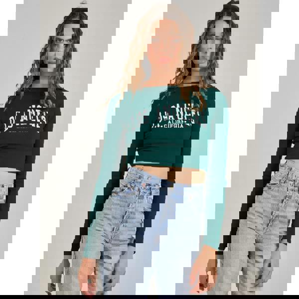 Pink Vanilla Los Angeles Varsity Print Top