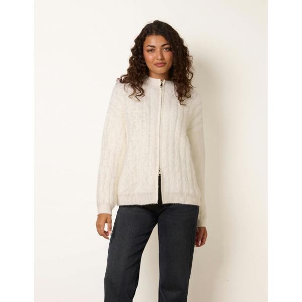 Blue Vanilla Textured Zip Through Knit Cardigan